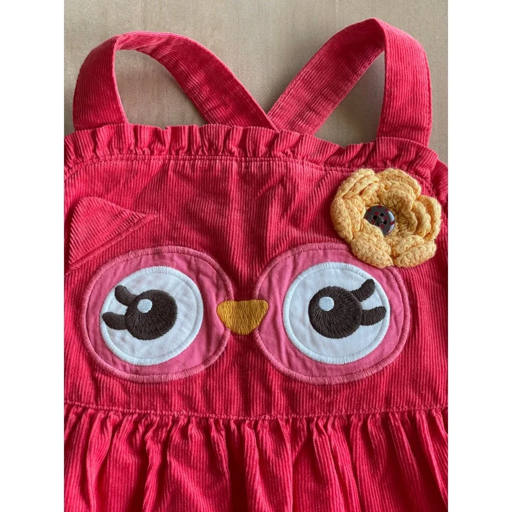 Gymboree 2013 Red Corduroy Owl Overalls Jumper Dress - Sz 18-24 Months